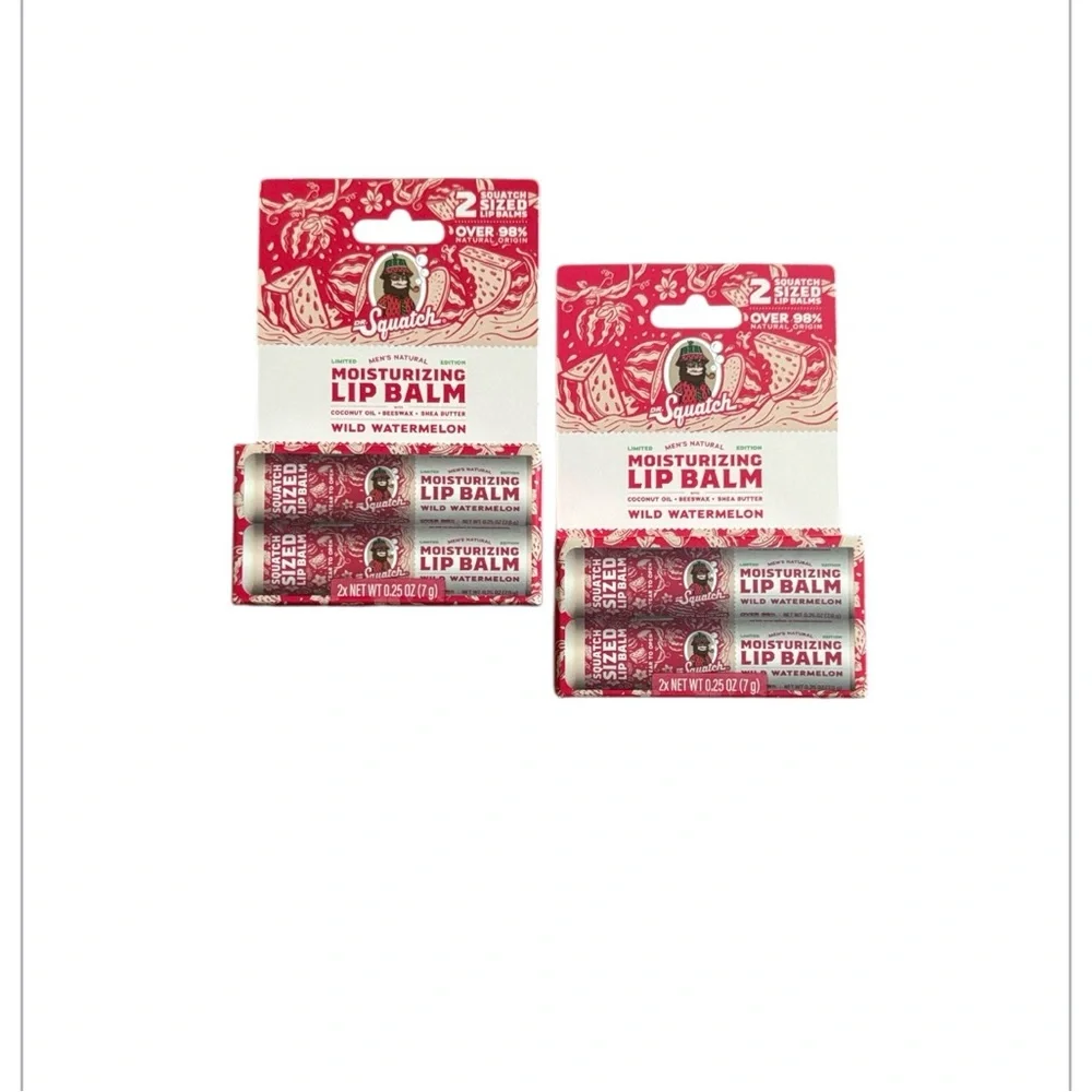 Dr. Squatch Moisturizing Lip Balm - Wild Watermelon (Red) - 2 Pack BUNDLE
